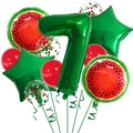 Décoration fête pastèque avec ballon chiffre 7 et ballons étoiles vert foncé - Nombre 7 (Style Vert Pastèque 7)