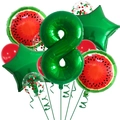 Lot de ballons de fête pastèque avec ballon chiffre 8 vert et ballons étoiles - Nombre 8 (Style Vert Pastèque 8)