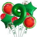 Set de ballons pastèque avec chiffre 9 et ballons confettis rouge et vert pour décoration - Nombre 9 (Style Vert Pastèque 9)
