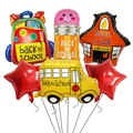 Lot de 6 ballons de rentrée scolaire avec bus, crayon et cartable en feuille d'aluminium - Style Ensemble de Ballons Rentrée Scolaire