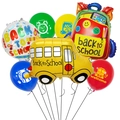 Kit di palloncini per il rientro a scuola con scuolabus giallo e zaino in alluminio - Stile Scuolabus e Zaino