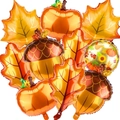 Set di palloncini in alluminio per il Ringraziamento con foglie d'acero e zucca - Set di Palloncini in Alluminio per il Ringraziamento