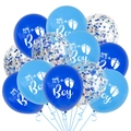 Set di palloncini coriandoli blu e argento con stampa It's a Boy per baby shower - Stile Paillettes Blu (Maschio)