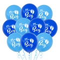 Dettaglio di palloncini in lattice blu con scritta It's a Boy e impronte per baby shower - Stile Lattice Misto Blu (Maschio)