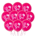 Close-up of pink latex balloons with It's a Girl print and baby footprints for baby showers - Baby Girl Pure Latex Dark Pink