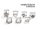 Détails du lot de 7 bagues argentées vintage avec dimensions et spécifications de poids - Argent Antique (06646)