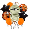 Halloween balloon set featuring mummy foil, themed round foil and star balloons - Mummy Style