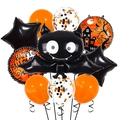Dettaglio del set di palloncini Halloween con pipistrello nero e palloncini arancioni - Stile Pipistrello Nero