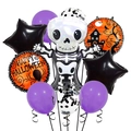 Detail of Halloween balloon set with giant skull and Happy Halloween foil balloons - Skeleton Black Sequin Style