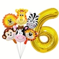 Détail du ballon chiffre 6 de 32 pouces et des ballons animaux de la jungle - Style Numéro 6 (dw001)
