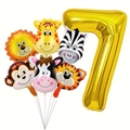 Détail du ballon chiffre 7 en aluminium avec ballons tigre, lion et zèbre pour fête - Style Numéro 7 (dw001)