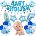 Set globos Baby Shower azul con globos de aluminio y pancartas It's A Boy - Tema Niño / Azul