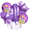 Set palloncino numero 1 viola da 32 pollici con stelle e decorazioni Happy Birthday - Set compleanno viola 1