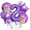 Dettaglio del set di palloncini viola numero 2 da 32 pollici con stelle e coriandoli - Set compleanno viola 2