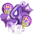 Set palloncini numero 4 viola 32 pollici con stelle e palloncini tondi Happy Birthday - Set compleanno viola 4