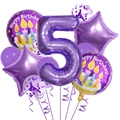 Kit de ballons violets pour 5ème anniversaire avec grand chiffre 5, étoiles et imprimés - Ensemble d'anniversaire violet 5
