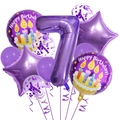 Détail du kit de ballons d'anniversaire violets avec chiffre 7 et ballons en étoile - Ensemble d'anniversaire violet 7