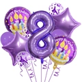 Détail du kit de ballons violets chiffre 8 avec étoiles et paillettes pour anniversaire - Ensemble d'anniversaire violet 8