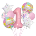 Dettaglio del set di palloncini primo compleanno a tema dolci con numero uno da 32 pollici e gelati - Tema Caramelle Set 1° Compleanno
