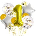 Dettaglio del set di palloncini numero 1 oro da 32 pollici con stelle e lattice - Stile Numero 1 (Set di Palloncini di Compleanno Oro 1)