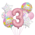 Set palloncini numero 3 rosa tema gelato con palloncini glitterati per il terzo compleanno - Tema Caramelle Set 3° Compleanno