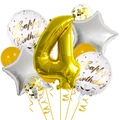 Set di palloncini dorati numero 4 con scritte Happy Birthday e stelle per compleanno - Stile Numero 4 (Set di Palloncini di Compleanno Oro 4)