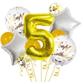 32-inch gold number 5 balloon set with Happy Birthday foil and star balloons for parties - Number 5 Style (Gold Birthday Balloon Set 5)