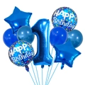 Blaues Set mit Zahl 1 Ballon Foliensternen und Latexballons für den Geburtstag - Blau Zahl Form Folien und Latex Ballon Kombination (Stil A)