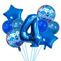 Blaues 32-Zoll Zahl 4 Ballon-Set mit Stern- und Happy Birthday Folienballons für Party - Blau Zahl Form Folien und Latex Ballon Kombination (Stil D)