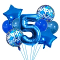 Kit ballons chiffre 5 bleu avec étoiles et ballons Joyeux Anniversaire pour 5ème fête - Combinaison de Ballons en Aluminium et Latex Chiffre Bleu (Style E)
