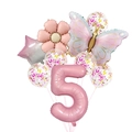 Pink number 5 butterfly balloon set with gradient confetti balloons for 5th birthday party - Gradient Pink Butterfly Set 5