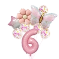 Pink 6th birthday balloon set with butterfly, flower, star and confetti balloons - Gradient Pink Butterfly Set 6