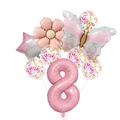 Pink number 8 balloon set with butterfly and glitter confetti balloons for party decor - Gradient Pink Butterfly Set 8