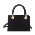 Borsa a tracolla nera opaca con manico intrecciato e fibbie metalliche dorate a forma di pera - Nero