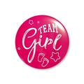 Spilla rotonda rosa Team Girl per decorazione festa baby shower e rivelazione genere - Ragazza Della Squadra (singolo) / 58mm