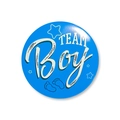 Spilla Team Boy blu per festa di genere con motivi di stelle e impronte di piedi - Stile Individuale Blu Team Boy