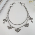 Gothic multi-layer hip-hop metal chain with moth skull pendants and silver crosses - Moth Skull Cross Style (2001) / Silver