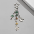 Porte-clés étoile et lune en argent avec pierres naturelles et fermoir en forme d'étoile - Style Étoile Lune Humanisé / K Blanc (0260)