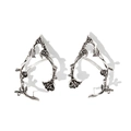 Pair of vintage silver elven ear cuffs featuring intricate rose and vine leaf designs - Pair-Antique Silver(3775)