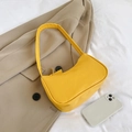 Minimalist ginger yellow hobo shoulder bag made of smooth PU leather for casual styling - Yellow