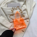 Mini sac bandoulière orange transparent en gelée avec chaîne dorée chic - Orange