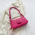 Borsa baguette minimalista rosa acceso con doppi spallacci annodati - Rosa Rosso