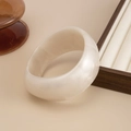 Fashionable milky white gradient resin bangle with thick irregular arc design for women - High-Gloss White (02657)