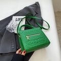 Grüne Crossbody-Tasche mit Kroko-Prägung, Tragegriff und goldfarbenen Details - Grün