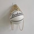 Bolso bandolera blanco en forma de baloncesto con cadena dorada y texto impreso - Blanco