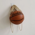 Bolso bandolera con forma de baloncesto en cuero marrón y cadena dorada - Marrón