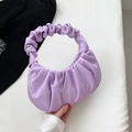 Light purple pleated cloud bag with soft PU handle for women stylish shoulder carrying - Purple