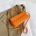 Chic orange quilted crossbody bag with diamond stitching and adjustable strap - Orange