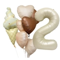 Dettaglio del set di palloncini vintage a tema gelato con cuori e numero 2 color crema - Set Gelato 2 (Numero 2)