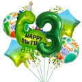 Dinosaurier Ballon Set zum 3. Geburtstag mit grüner Zahl 3 und Folienballons - Nummer 3 Geburtstagshut Dinosaurier Set